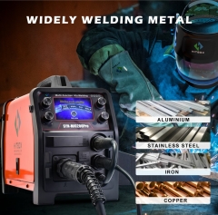 HITBOX 4 in 1 Aluminum MIG Welder, 200Amp 110V/220V Smart Control IGBT DC Inverter TIG Welder + MMA Stick Mix Gases Gasless Flux Solid Core Wire Welding Machine