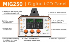 HITBOX Mig Welder MIG250 Functional DC Gas No Gas Self-Shielded MIG 4.0mm ARC Welder MIG LIFT TIG MMA 220V