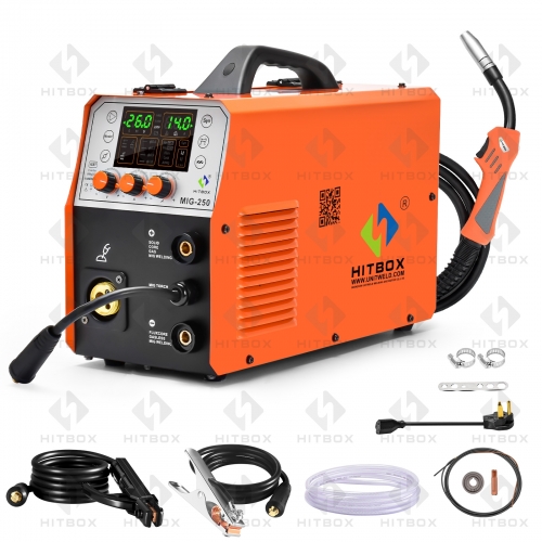 HITBOX Mig Welder MIG250 Functional DC Gas No Gas Self-Shielded MIG 4.0mm ARC Welder MIG LIFT TIG MMA 220V